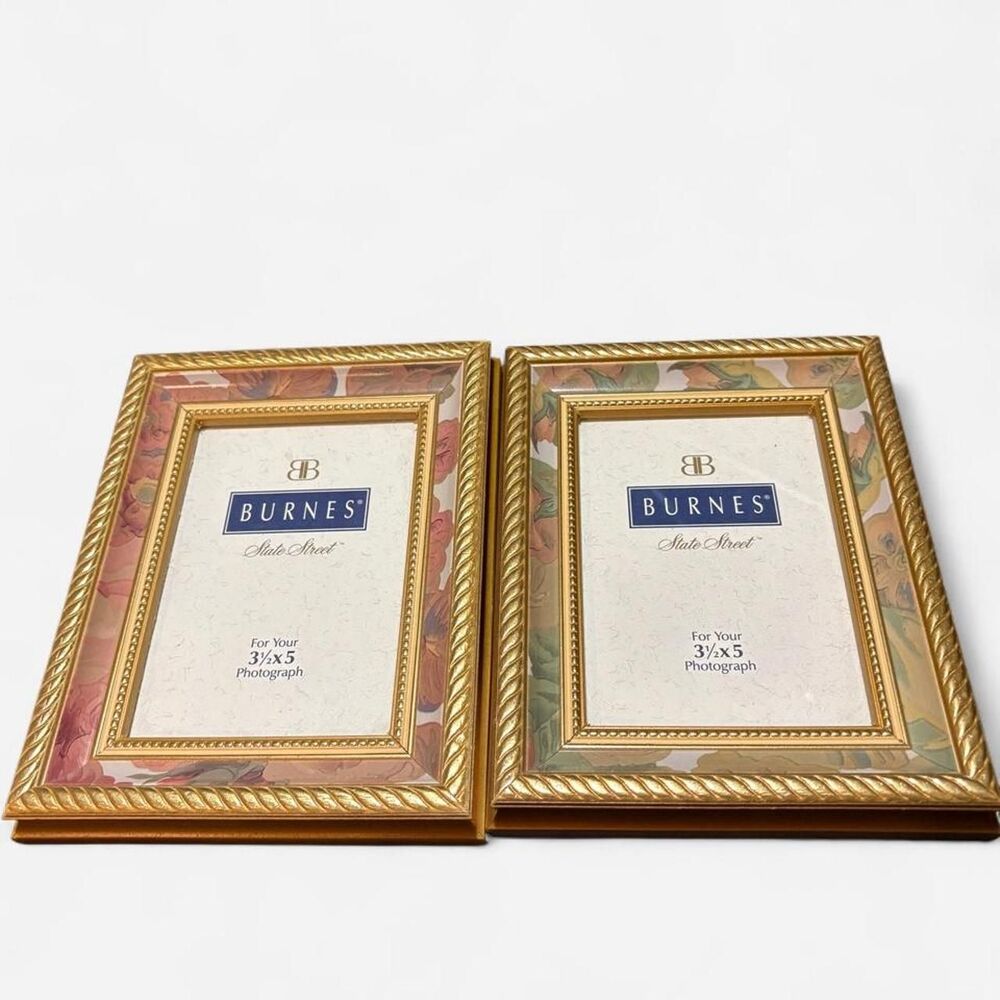 Burnes State Street set of 2 90's Vintage Picture Frames gold floral